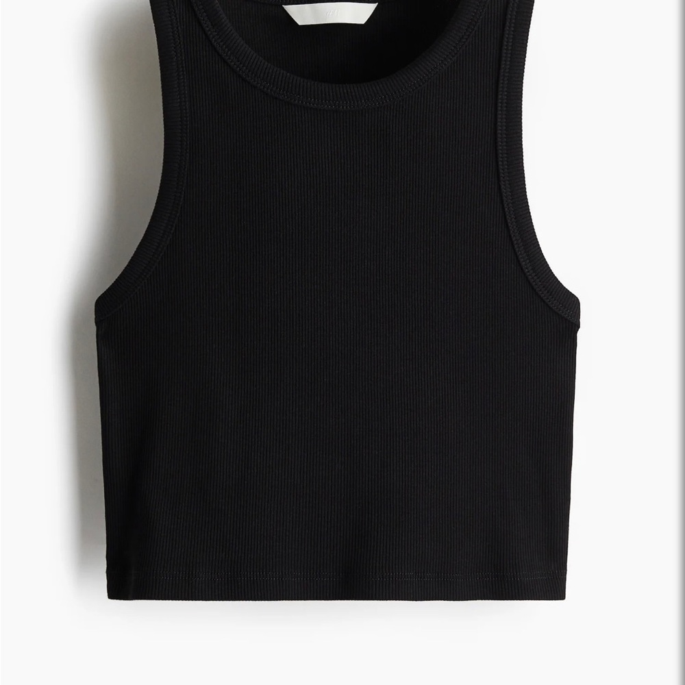 H&M Black Fitted Crop Tank Top